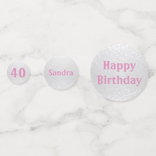 Roze en Witte verjaardag Glitter Confetti (Voorkanten)