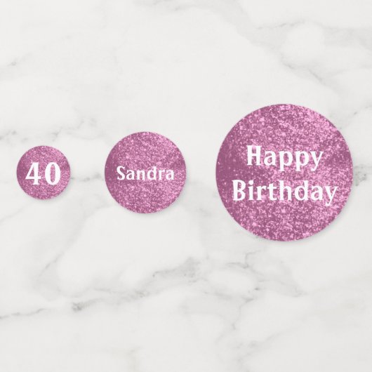 Roze en Witte verjaardag Glitter Confetti (Achterkanten)