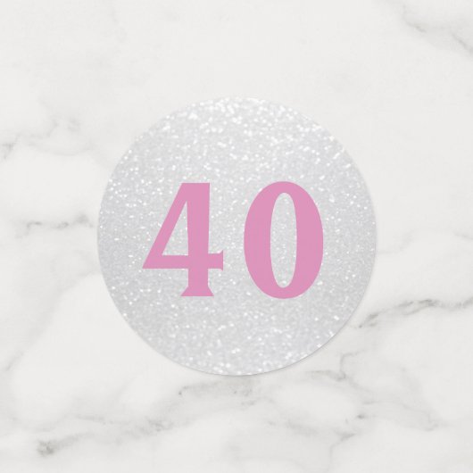 Roze en Witte verjaardag Glitter Confetti (Kleine voorkant)