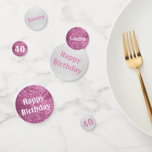 Roze en Witte verjaardag Glitter Confetti (Groep)