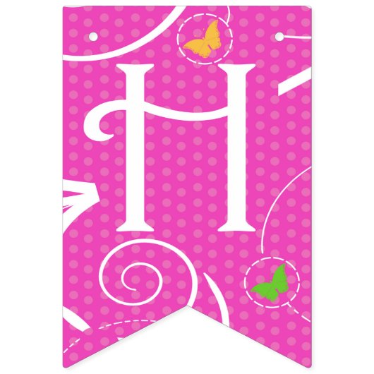 Roze en witte verjaardag vlaggetjes (Tweede vlag)