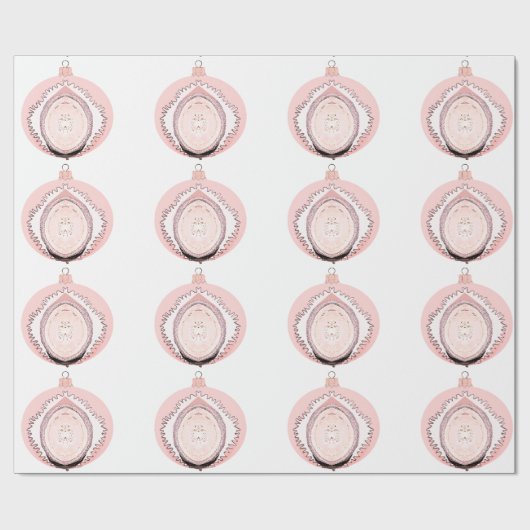 Roze en Witte Versiering Witte Inpakpapier (Vlak)