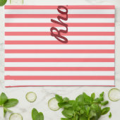 Roze en witte verticaal theedoek (Gevouwen)