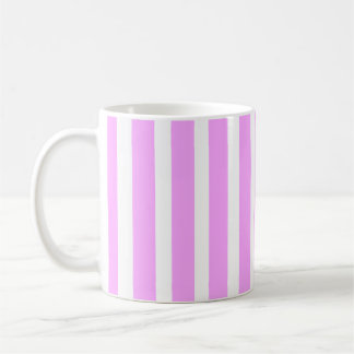 Roze en witte verticale streep koffiemok