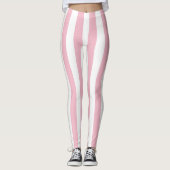 Roze en witte verticale strepen leggings (Voorkant)