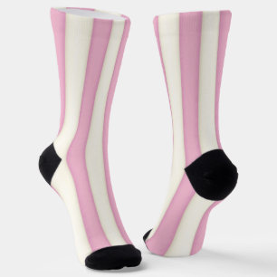 Roze en witte verticale strepen sokken