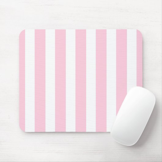 Roze en witte verticale strips Shabby Chic Stripe Muismat (Met muis)