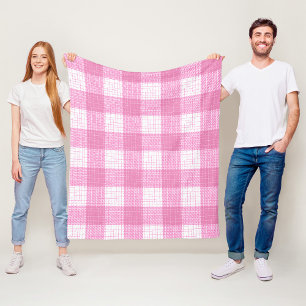 Roze en witte, vette, geruite ontwerp fleece deken