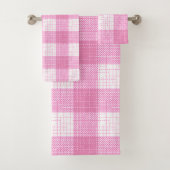 Roze en witte, vette, geruite ruitjesprint bad handdoek (Insitu)
