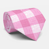 Roze en witte, vette, geruite ruitjesprint stropdas (Opgerold)