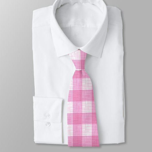 Roze en witte, vette, geruite ruitjesprint stropdas