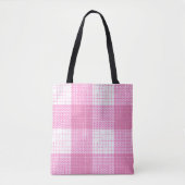 Roze en witte, vette, geruite ruitjesprint tote bag (Voorkant)