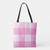 Roze en witte, vette, geruite ruitjesprint tote bag (Achterkant)