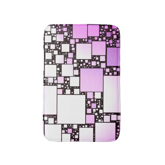 Roze en witte vierkant dansend Bath Mat (Voorkant Verticaal)