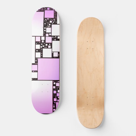 Roze en witte vierkant dansend skateboard (Voorkant)