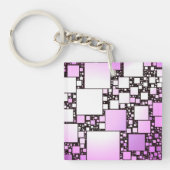 Roze en witte vierkant dansende acrylsleutelring sleutelhanger (voorkant)