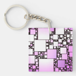 Roze en witte vierkant dansende acrylsleutelring sleutelhanger