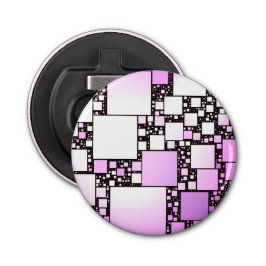 Roze en witte vierkante dansende flessenopener button flesopener