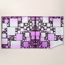 Roze en witte vierkante dansende strandhanddoek