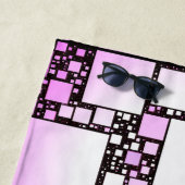 Roze en witte vierkante dansende strandhanddoek strandlaken (In situ)