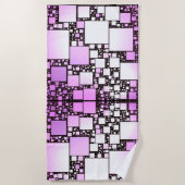 Roze en witte vierkante dansende strandhanddoek strandlaken (Voorkant)