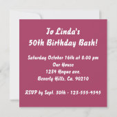 Roze en witte vintage auto, Birthday Basis Kaart (Achterkant)