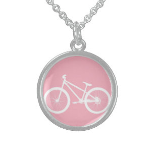 Roze en witte Vintage fietsenKetting Sterling Zilver Ketting