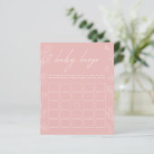 Roze en witte vlakke bingo Baby shower (Staand voorkant)