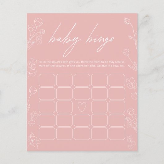Roze en witte vlakke bingo Baby shower (Voorkant)