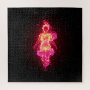 Roze en witte vlammende Vrouw Spirit in het univer Legpuzzel