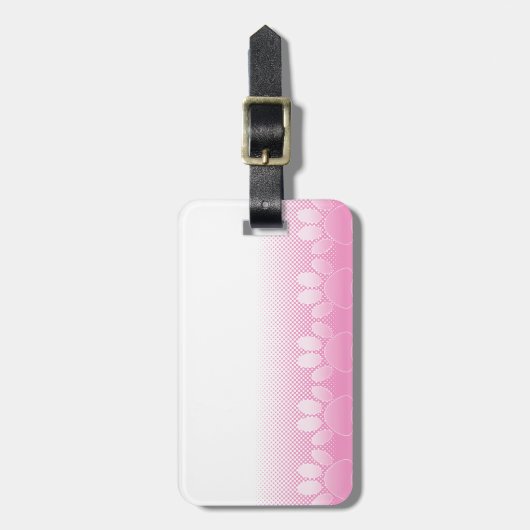 Roze en witte vlekken met achtergrond van krantenp bagagelabel (Voorkant verticaal)