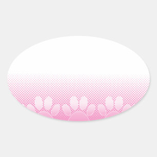 Roze en witte vlekken met achtergrond van krantenp ovale sticker