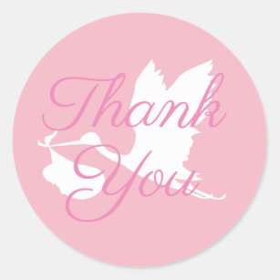 Roze en Witte Vliegende Ooievaar Dank U Ronde Sticker