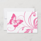 Roze en witte vlinder RSVP Kaartje (Achterkant)