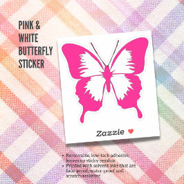 Roze en witte vlinder Sticker