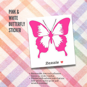Roze en witte vlinder Sticker