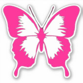 Roze en witte vlinder Sticker (Voorkant)