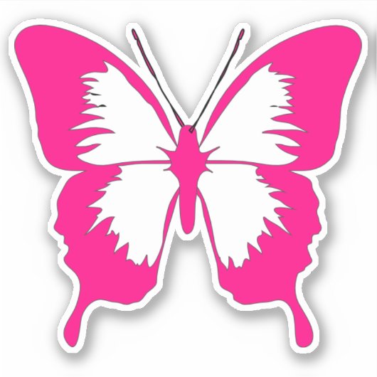 Roze en witte vlinder Sticker (Voorkant)