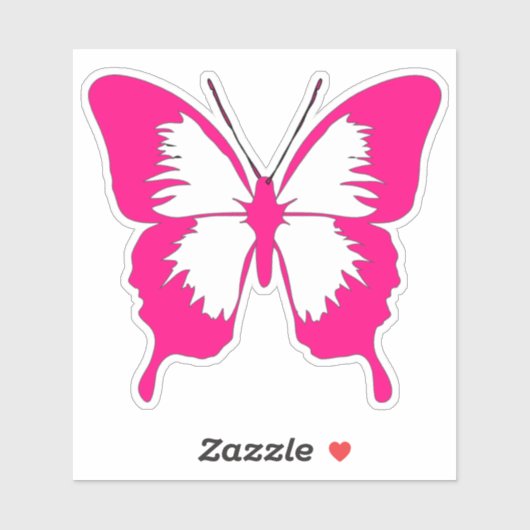 Roze en witte vlinder Sticker (Vel)