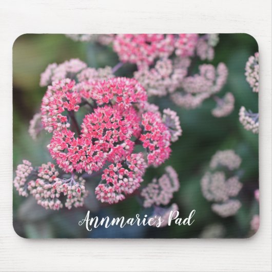 Roze en witte vlinder stonecup bloemen muismat (Voorkant)