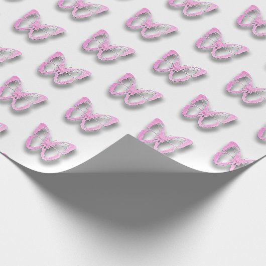 roze en witte vlinderbloemschroot cadeaupapier (Hoek)