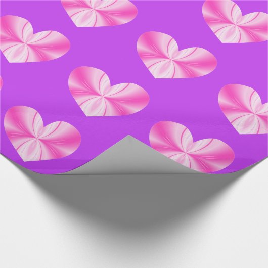 Roze en witte vlinderhart cadeaupapier (Hoek)