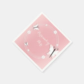 Roze en Witte Vlinders & Bloemen Custom Servet (Hoek)