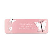 Roze en witte vlinders & bloemen etiket (Voorkant)