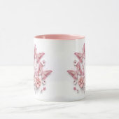 Roze en witte vlinders Bloemen Mok (Midden)