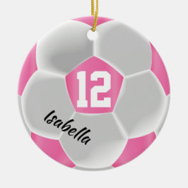 Roze en witte ⚽ Voetbal Keramisch Ornament