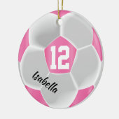 Roze en witte ⚽ Voetbal Keramisch Ornament (Links)