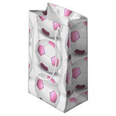 roze en witte voetbal klein cadeauzakje (Voorkant Gekanteld)