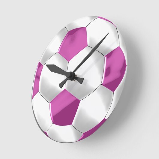 Roze en witte Voetbal Ronde Klok (Hoek)