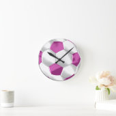 Roze en witte Voetbal Ronde Klok (Huis)